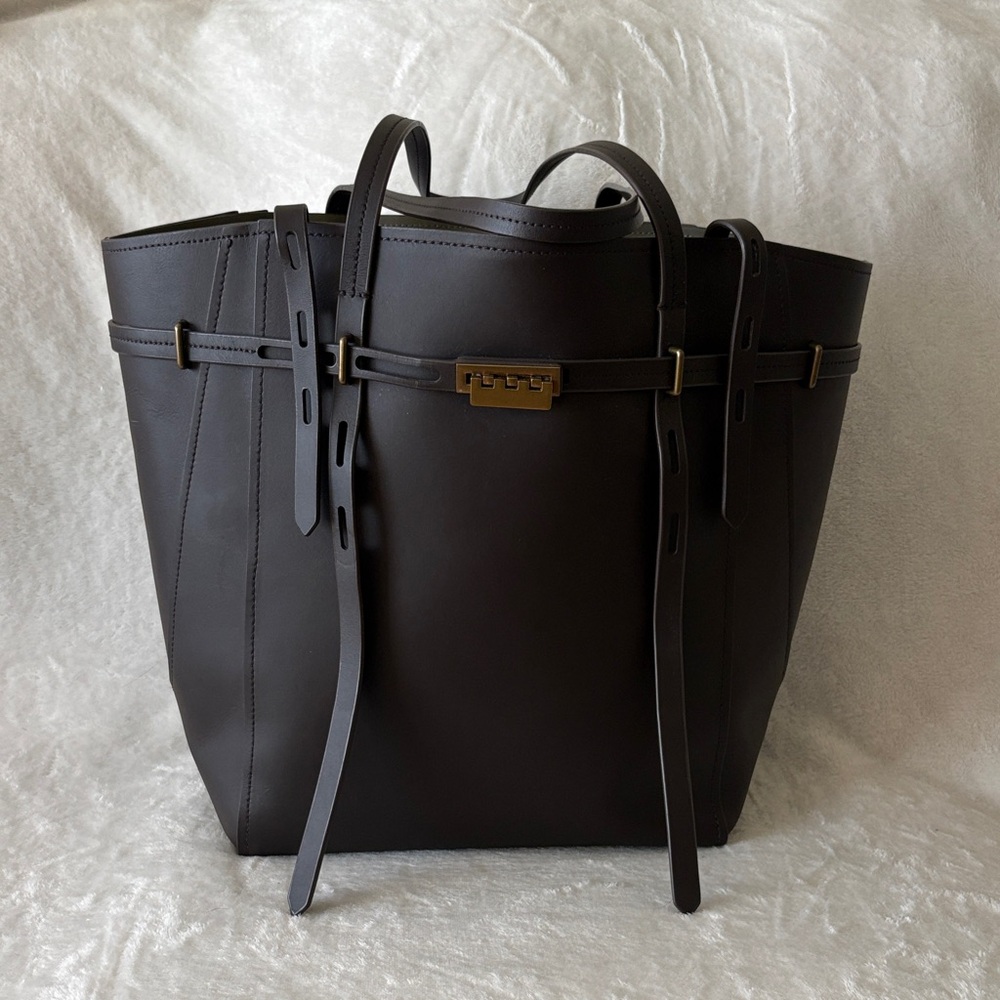Zac Posen Dark Brown Leather Belt-Detail Tote